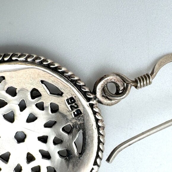 Celtic Knot Vintage Sterling Silver Round Dangle Earrings Intricate Detailing - Picture 8 of 8